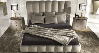 Кровать DV Home Collection Notte серая, горизонтальная линия